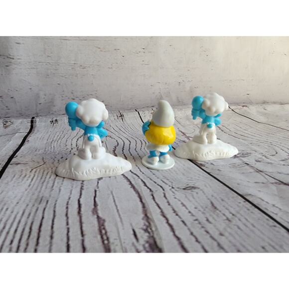 LOT Smurf Figures Smurfette 2 Backer Peyo McDonalds Happy Meal Toy Cake Toppers - Picture 5 of 7